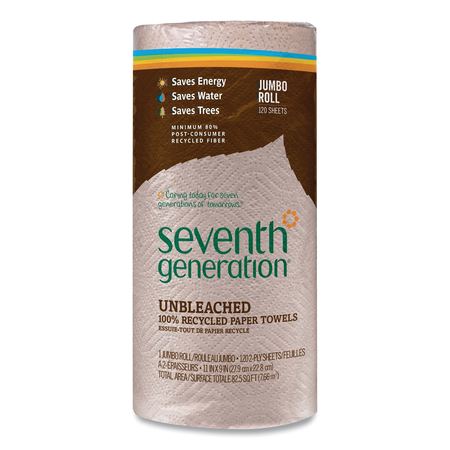 Seventh Generation Perforated Roll Paper Towels, 2 Ply, 120 Sheets, Brown 13720